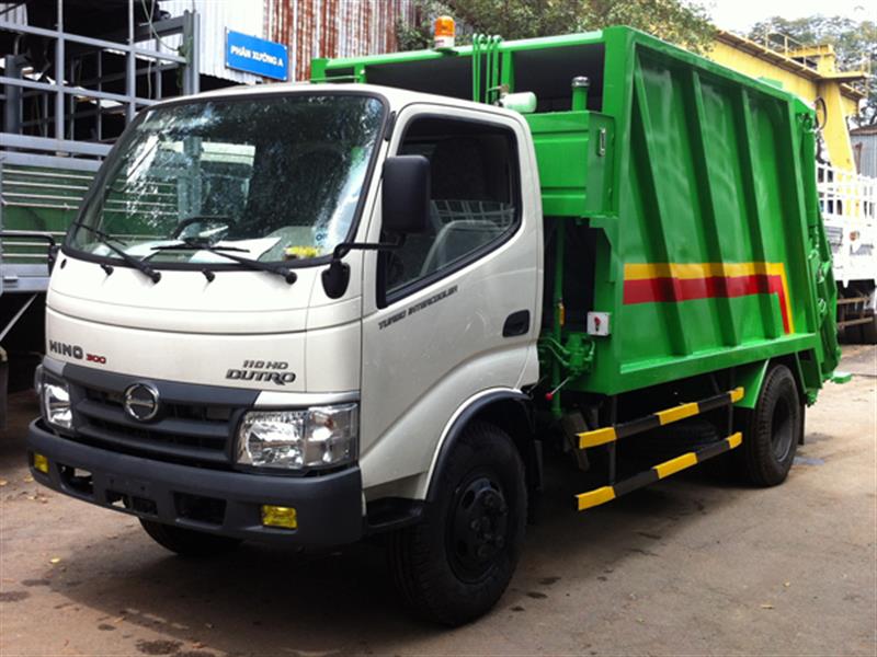 Xe ép rác Hino 6 khối thùng gân